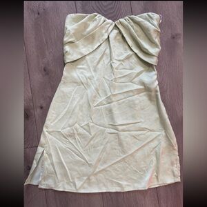 Green satin mini dress